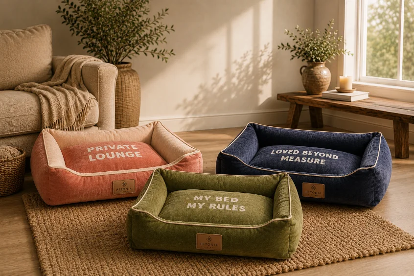 Petonia Living Velvet Statement dog bed in plush crushed velvet